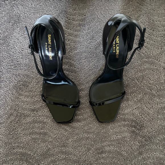 Saint Laurent Opyum YSL High Heel Patent Leather Sandal Pumps Black Size EU 40.5 - Picture 9 of 13